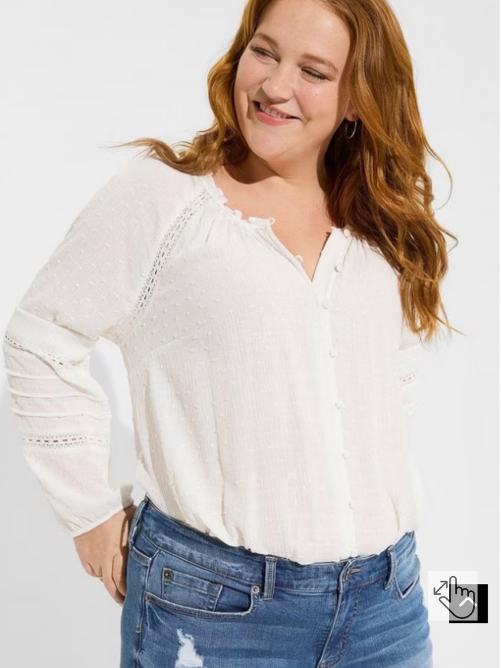 NWT TORRID SWISS DOT LACE INSET TOP PEASANT BOHO TOP SIZE 1X